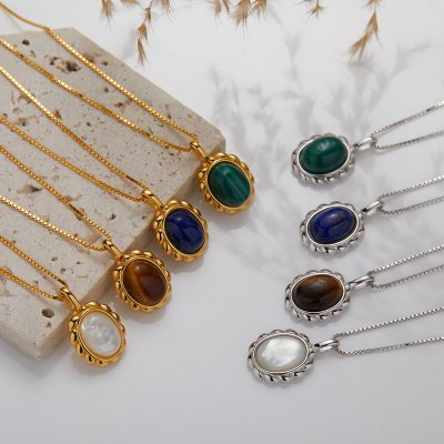S925 Sterling Silver Natural Lapis Lazuli Tiger's Eye Necklace